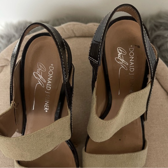 Donald J Pliner platform Healed Sandals slip canvas and leather - Picture 8 of 12